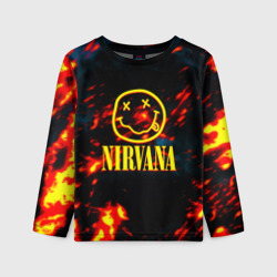 Детский лонгслив 3D Nirvana rock огненное лого лава