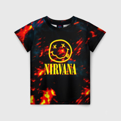 Детская футболка 3D Nirvana rock огненное лого лава