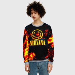 Мужской свитшот 3D Nirvana rock огненное лого лава - фото 2