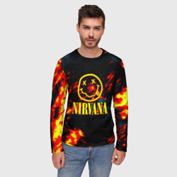 Мужской лонгслив 3D Nirvana rock огненное лого лава - фото 2