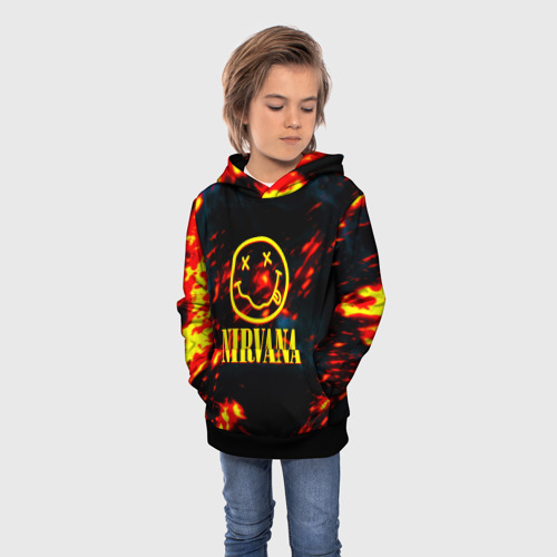 Детская толстовка 3D Nirvana rock огненное лого лава, цвет черный - фото 3
