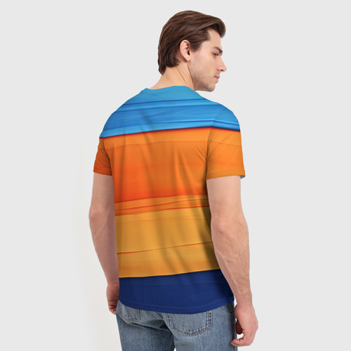 Мужская футболка 3D с принтом Разноцветный полосатик, вид сзади #2