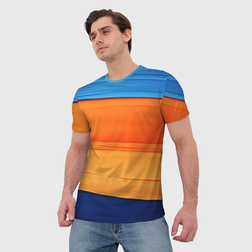 Мужская футболка 3D с принтом Разноцветный полосатик, фото на моделе #1