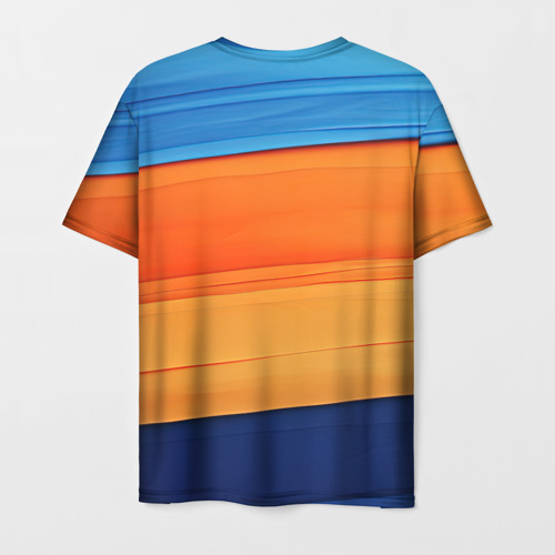 Мужская футболка 3D с принтом Разноцветный полосатик, вид сзади #1