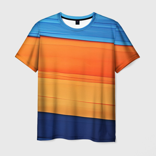Мужская футболка 3D с принтом Разноцветный полосатик, вид спереди #2