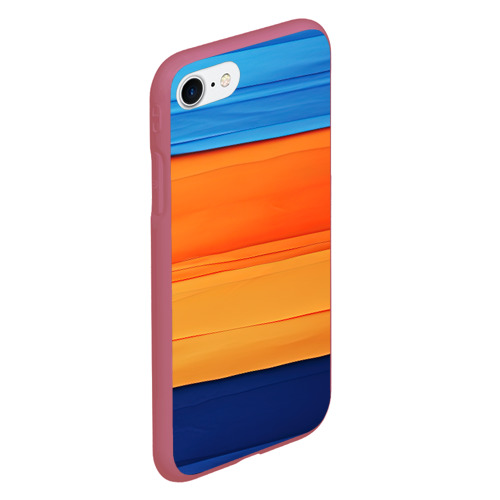 Чехол для iPhone 7/8 матовый с принтом Разноцветный полосатик, вид сбоку #3