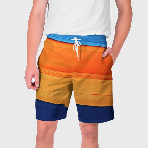 Мужские шорты 3D с принтом Разноцветный полосатик, вид спереди #2