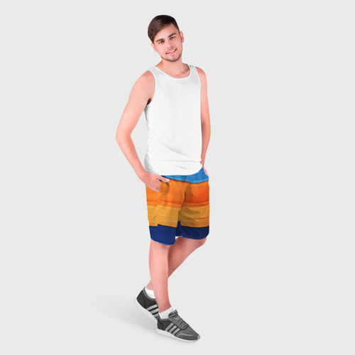 Мужские шорты 3D с принтом Разноцветный полосатик, фото на моделе #1