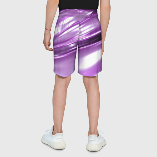 Детские спортивные шорты 3D Нежные фиолетовые полосы абстракта, цвет 3D печать - фото 5