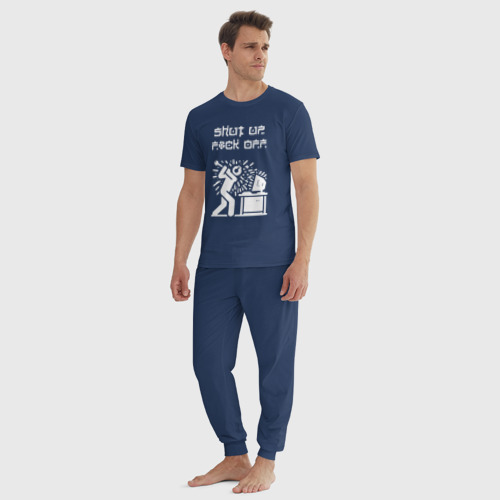 Мужская пижама хлопок Осторожно злой геймер - нецензурная лексика, цвет темно-синий - фото 5