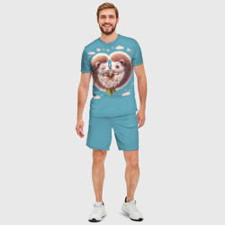 Мужской костюм с шортами 3D Ежики одуванчики - сердце - фото 2