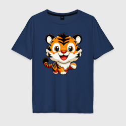 Бегущий тигрёнок – Мужская футболка хлопок Oversize с принтом купить со скидкой в -16%