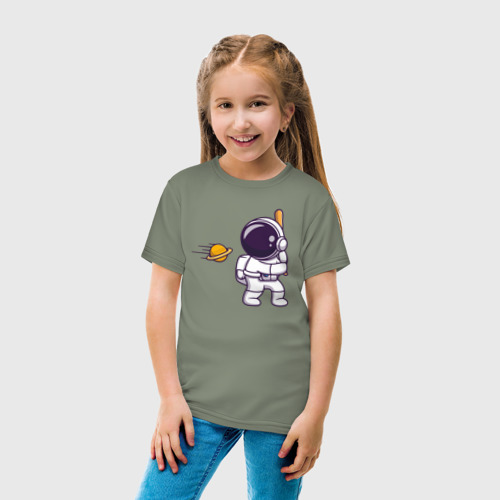 Детская футболка хлопок Космонавт бейсболист, цвет авокадо - фото 5