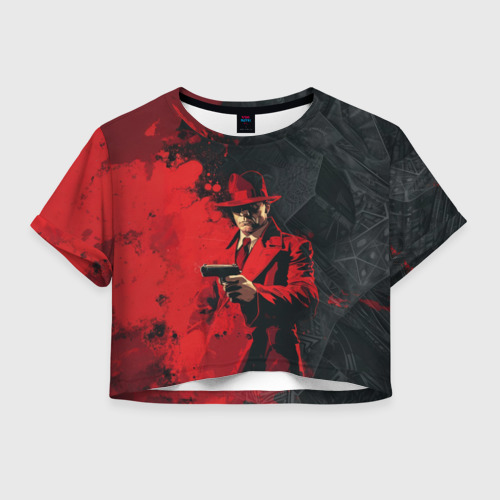 Женская футболка Crop-top 3D Стрелок в красном пальто , цвет 3D печать