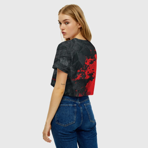 Женская футболка Crop-top 3D Стрелок в красном пальто , цвет 3D печать - фото 5