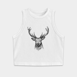 Женская укороченная майка-топ хлопок Оленя голова