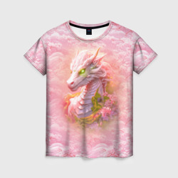 Розовый дракон с цветами сакуры – Женская футболка 3D с принтом купить со скидкой в -26%