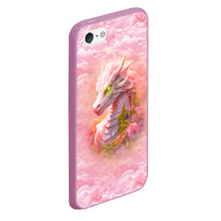 Чехол для iPhone 5/5S матовый Розовый дракон с цветами сакуры - фото 2