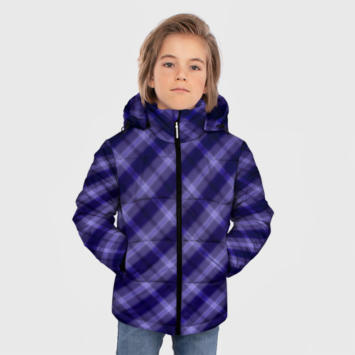 Зимняя куртка для мальчиков 3D с принтом Клетчатая одежда из ссср текстура, фото на моделе #1