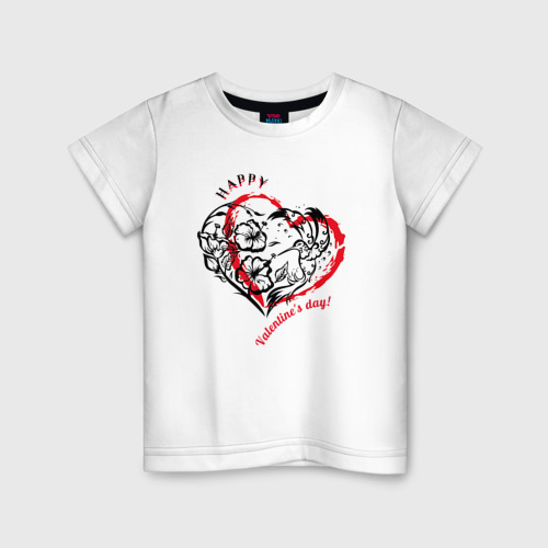 Детская футболка хлопок с принтом Сердце символ любви, вид спереди #2