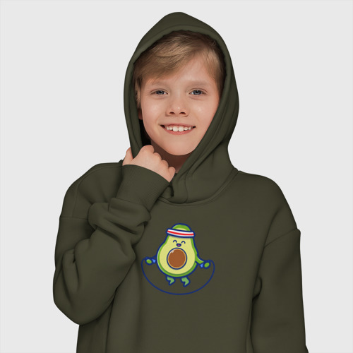 Детское худи Oversize хлопок Спортивное авокадо, цвет хаки - фото 12