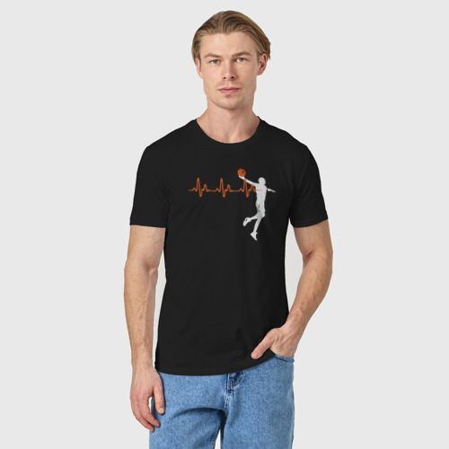 Мужская футболка хлопок Баскетбольный пульс, цвет черный - фото 3