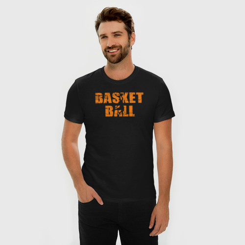 Мужская футболка хлопок Slim Basketball jumper, цвет черный - фото 3