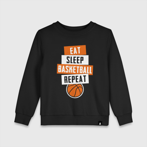 Детский свитшот хлопок Eat sleep basketball, цвет черный