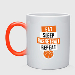 Кружка хамелеон Eat sleep basketball