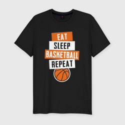 Мужская футболка хлопок Slim Eat sleep basketball