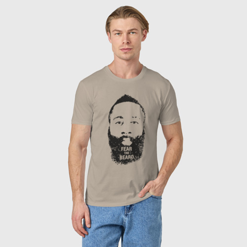 Мужская футболка хлопок Бойся бороду, цвет миндальный - фото 3
