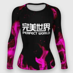 Женский рашгард 3D Perfect world neon flame color