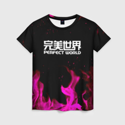 Женская футболка 3D Perfect world neon flame color