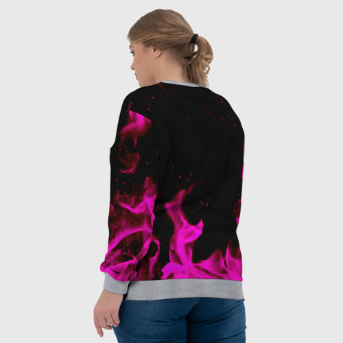 Женский свитшот 3D с принтом Perfect world neon flame color, вид сзади #2
