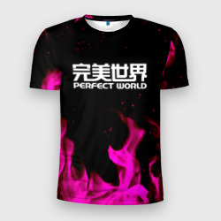 Мужская футболка 3D Slim Perfect world neon flame color