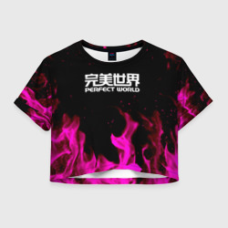 Женская футболка Crop-top 3D Perfect world neon flame color