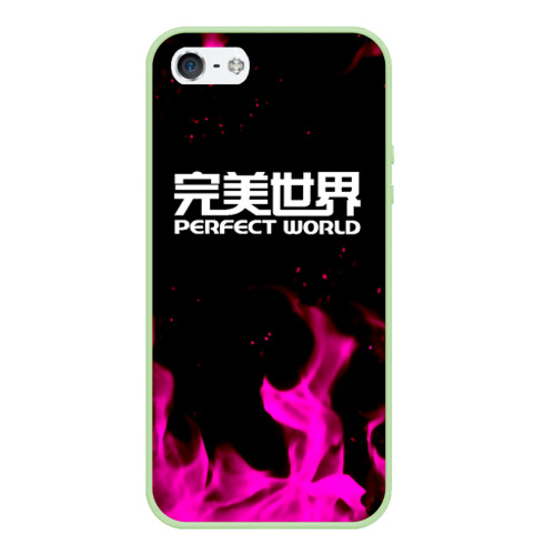 Чехол для iPhone 5/5S матовый Perfect world neon flame color, цвет салатовый