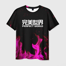 Мужская футболка 3D Perfect world neon flame color