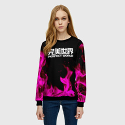 Женский свитшот 3D Perfect world neon flame color - фото 2