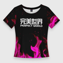 Женская футболка 3D Slim Perfect world neon flame color