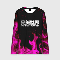 Мужской лонгслив 3D Perfect world neon flame color