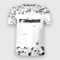 Мужская футболка 3D Slim Limp Bizkit чёрные краски брызги
