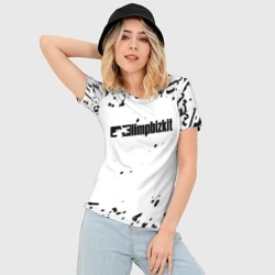 Женская футболка 3D Slim Limp Bizkit чёрные краски брызги - фото 2