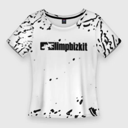 Женская футболка 3D Slim Limp Bizkit чёрные краски брызги