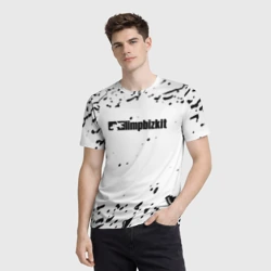 Мужская футболка 3D Limp Bizkit чёрные краски брызги - фото 2