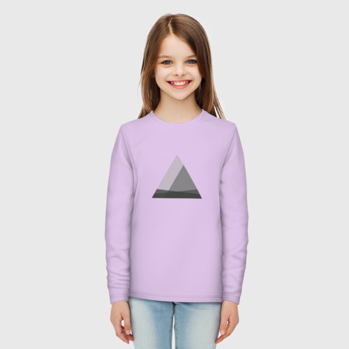 Детский лонгслив хлопок с принтом Минималистичные треугольники, вид сбоку #3