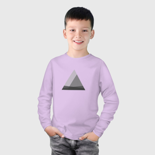 Детский лонгслив хлопок с принтом Минималистичные треугольники, фото на моделе #1