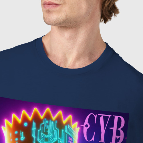 Мужская футболка хлопок Cyber Bart - neon glow, цвет темно-синий - фото 6