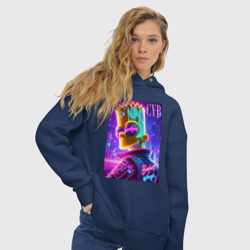 Женское худи Oversize хлопок Cyber Bart - neon glow - фото 2