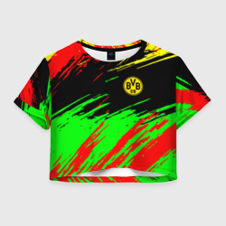 Женская футболка Crop-top 3D Borussia краски спортивные текстура